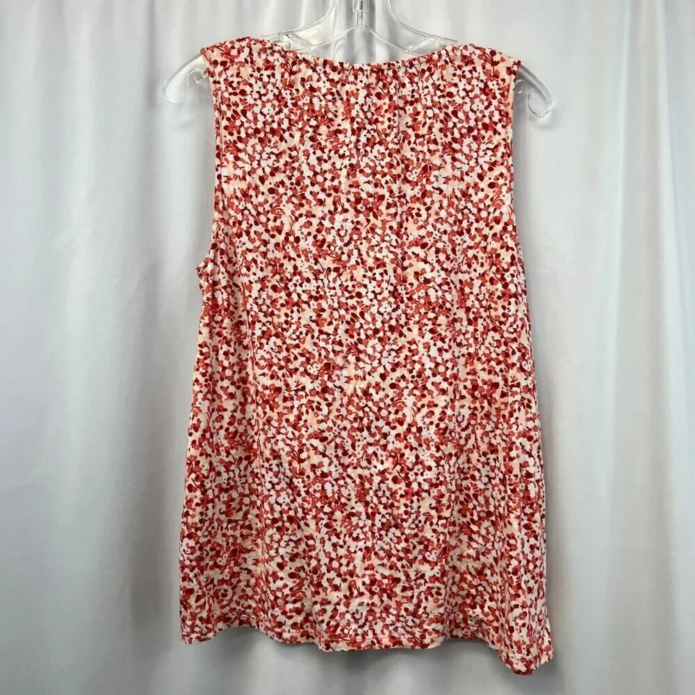 Michael Kors Sleeveless Tie Neck Floral Top Orange/White Size Large